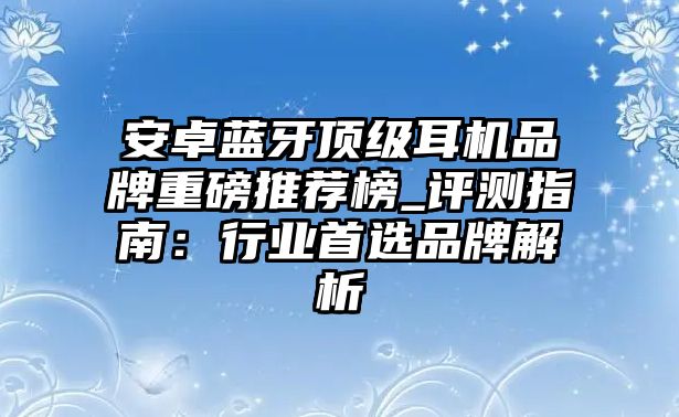 安卓藍牙頂級耳機品牌重磅推薦榜_評測指南：行業(yè)首選品牌解析