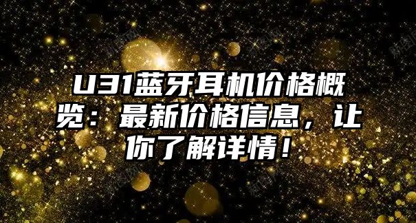 U31藍(lán)牙耳機(jī)價(jià)格概覽：最新價(jià)格信息，讓你了解詳情！