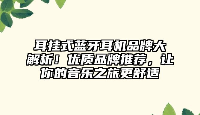 耳掛式藍(lán)牙耳機(jī)品牌大解析！優(yōu)質(zhì)品牌推薦，讓你的音樂之旅更舒適