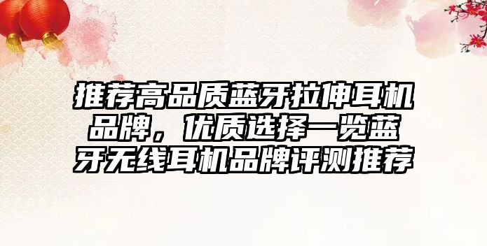 推薦高品質(zhì)藍(lán)牙拉伸耳機(jī)品牌，優(yōu)質(zhì)選擇一覽藍(lán)牙無線耳機(jī)品牌評(píng)測(cè)推薦